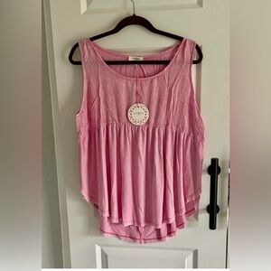 Umgee BOHO Light Pink Tiered Scoop Neck Tank Top